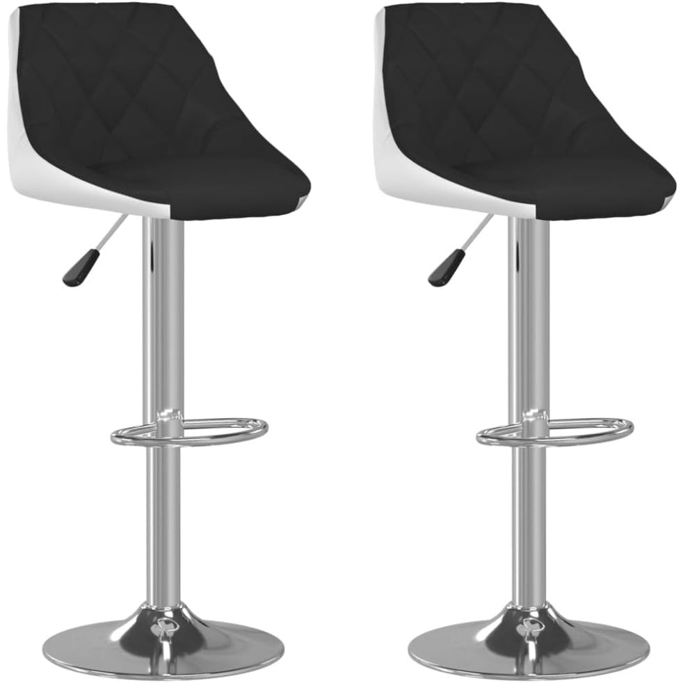 Lot de deux tabourets de bar en similicuir noir et blanc, assises confortables pour cuisine ou espace repas
