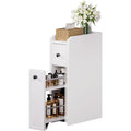 Petit meuble colonne blanc avec tiroirs, rangement vertical compact pour cuisine salon salle de bain ou espaces reduits