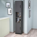 Armoire haute cuisine anthracite 180 cm avec etagere integree, meuble polyvalent pour salle de bain salon ou salle a manger