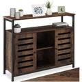 Rangement industriel bois fonce 100 cm avec placards et etageres ouvertes, meuble polyvalent pour maison