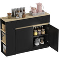Buffet noir avec deux portes et deux tiroirs, meuble compact 110 x 29,5 x 82 cm offrant un rangement pratique pour interieur