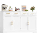 Meuble cuisine 150 cm avec quatre tiroirs et quatre portes, buffet blanc spacieux pour organiser la maison