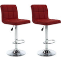 Paire de tabourets de bar en similicuir rouge bordeaux, assises confortables pour cuisine salon ou espace repas